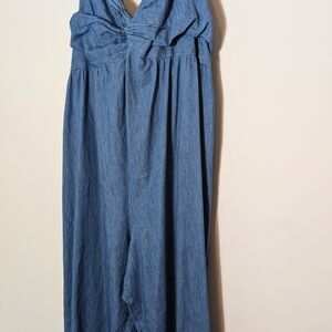 Old Navy Blue Denim Jumpsuit with Tie Detail